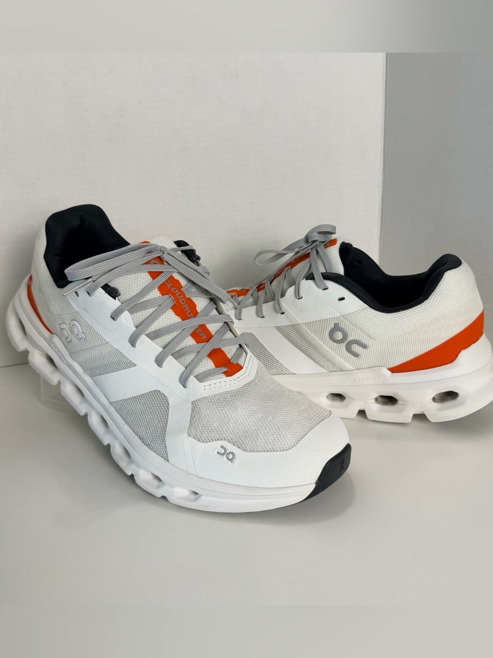 On Cloudrunner Men’s 10.5 Running Shoes White Orange CloudTec Athletic Sneakers